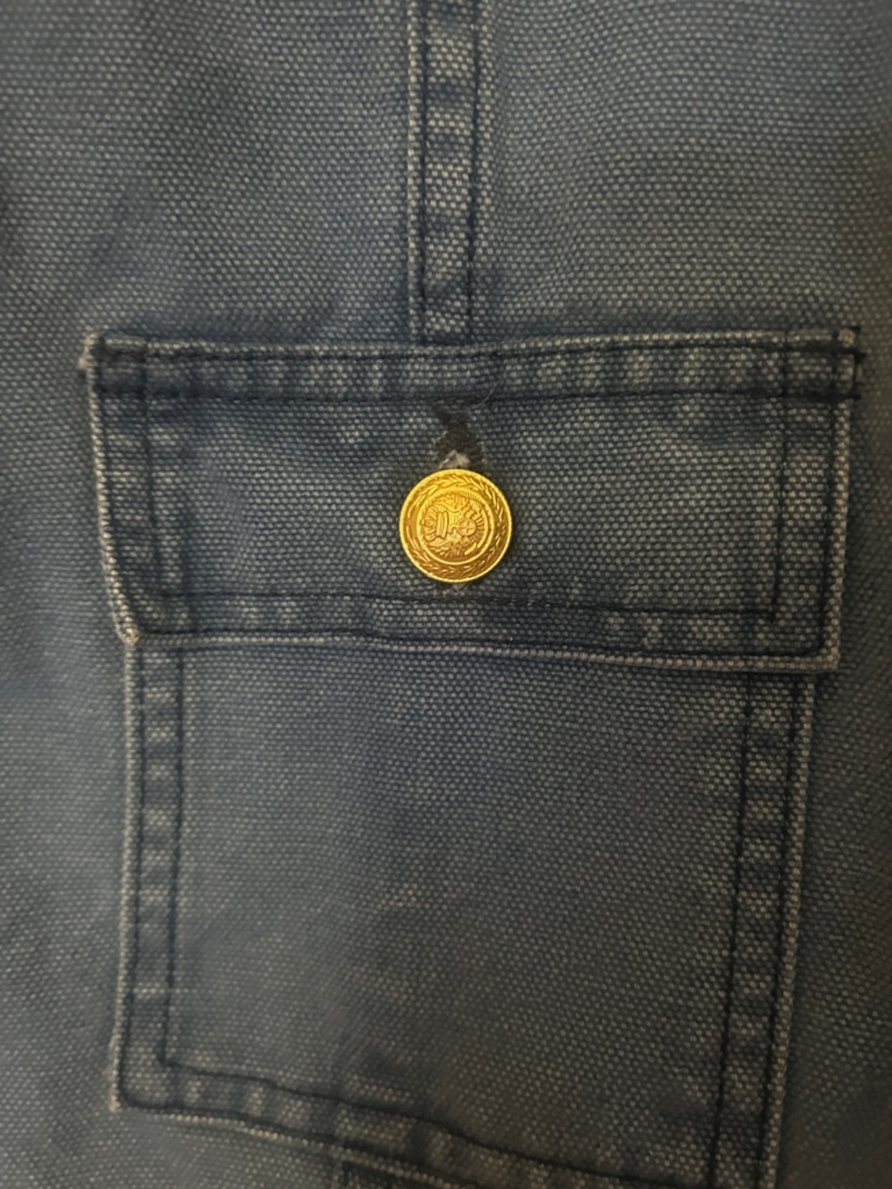 L'AGENCE Blue Jean Jacket with Gold Buttons size large womens - Picture 6 of 16